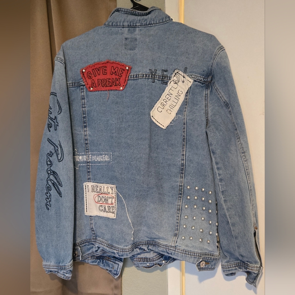 Boom Boom Jeans Blue Jean Jacket with Patches